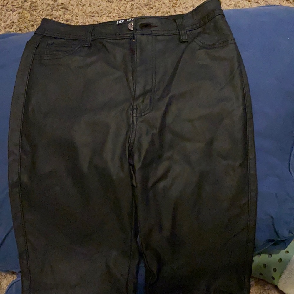 Brand JC and JQ faux leather jeans, Color black
